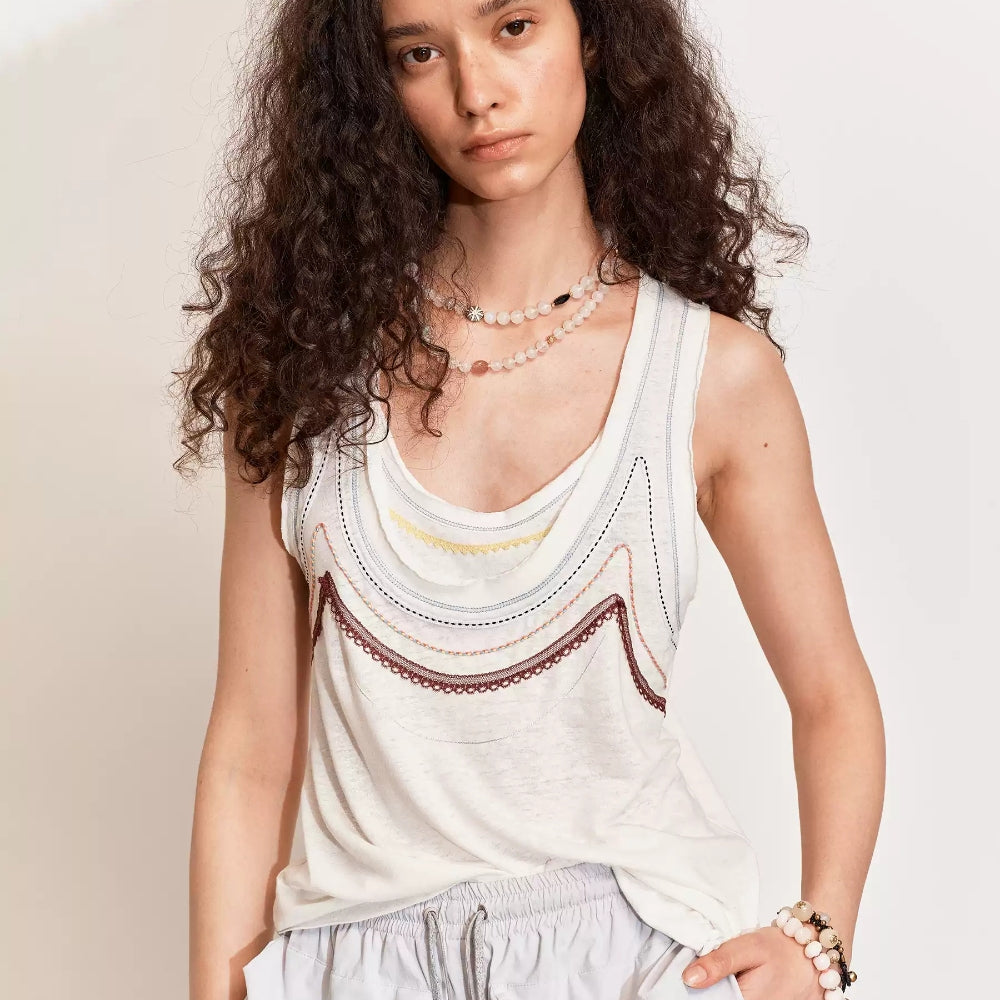 MEDIUM WELL Lace Faux Two-piece Vest
