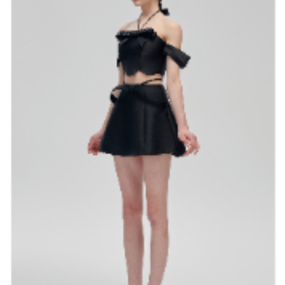 FA SOGNO Black Bow Dress Set