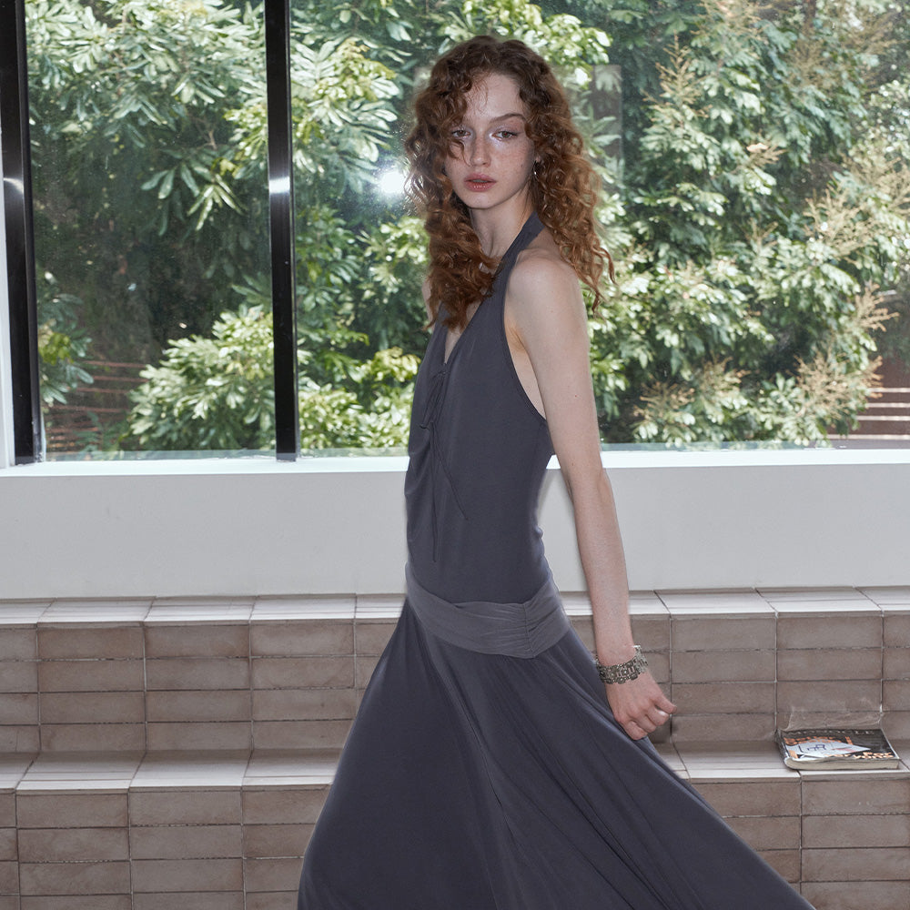 2AM POETRY Gray Draped Dress