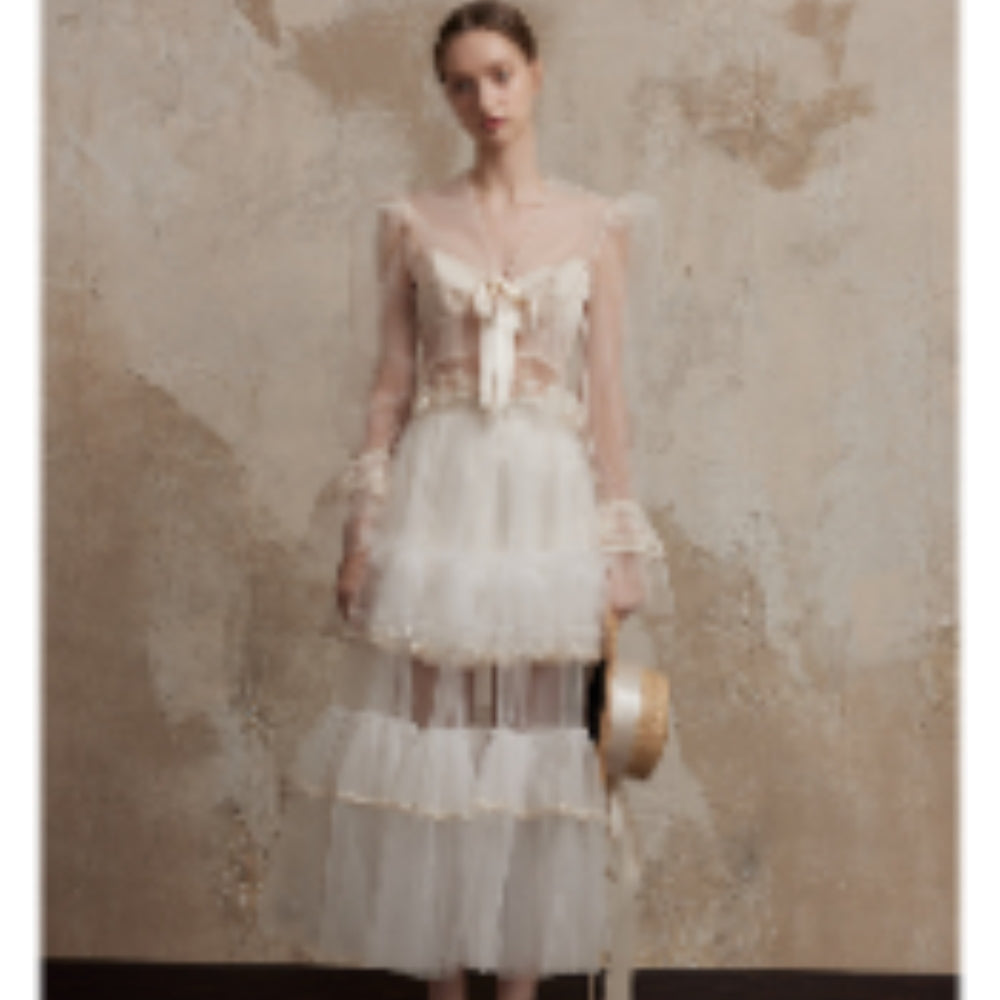 FA SOGNO White Tiered Gown