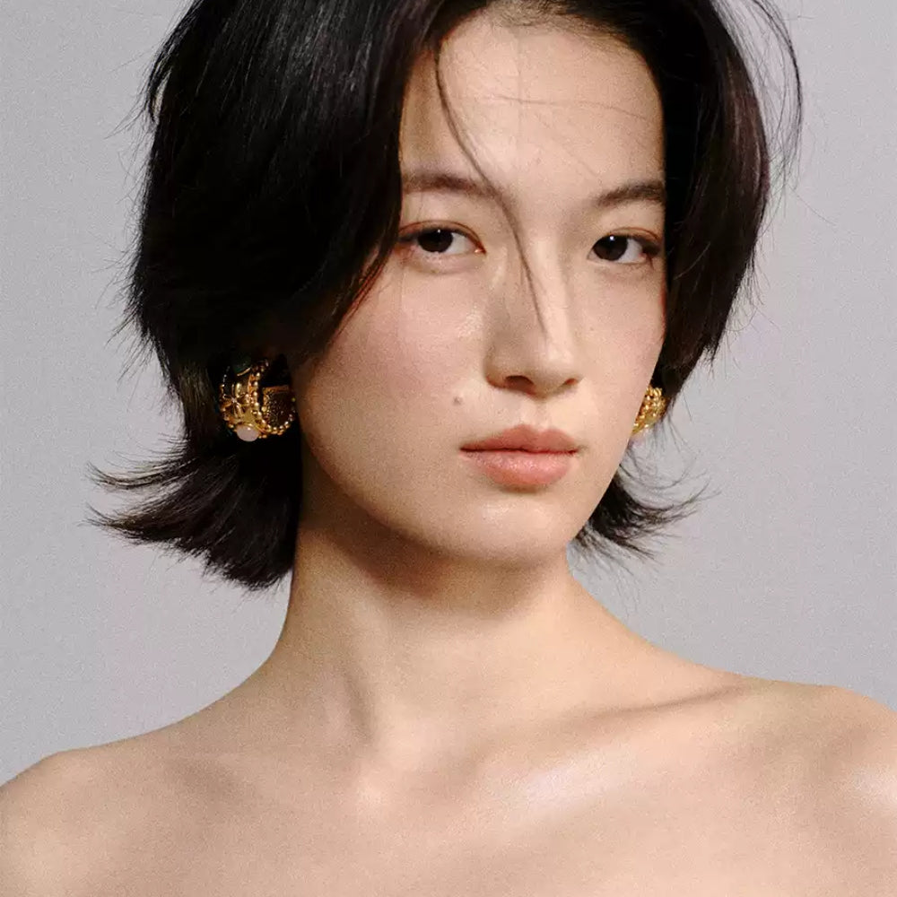 tokokkino Stone Bow Earrings