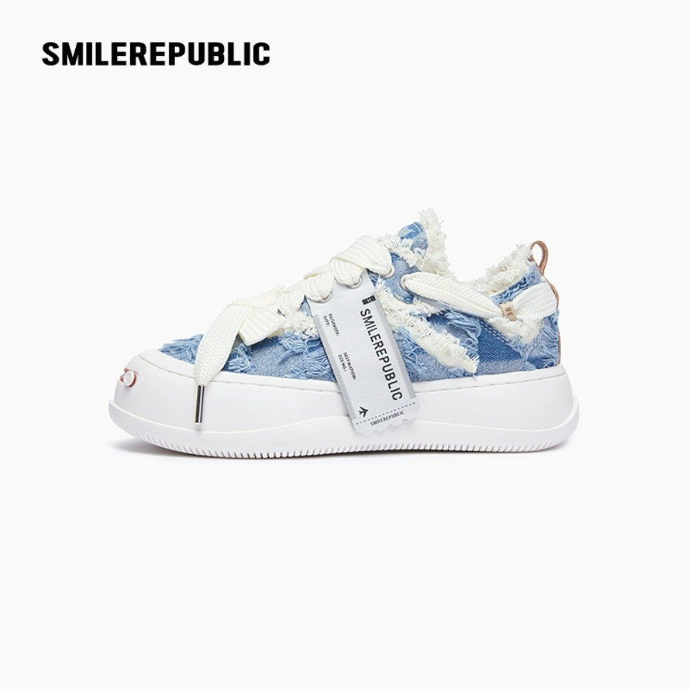 SMILEREPULIC denim open smile platform shoes blue