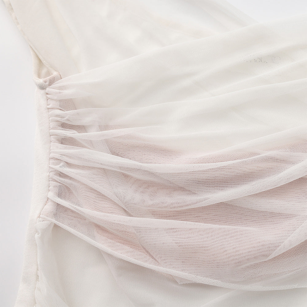 SIJIASUDIO Off-Shoulder Mesh Top