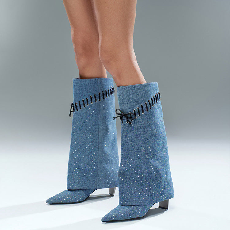 DAPHNE LAB [Sugar Cube Series] Pointed High Boots