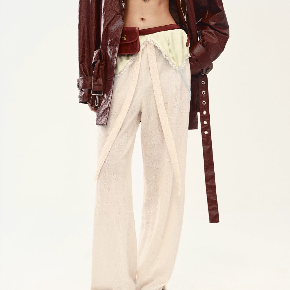 MEDIUM WELL Lace-Trimmed Wool Pants Set
