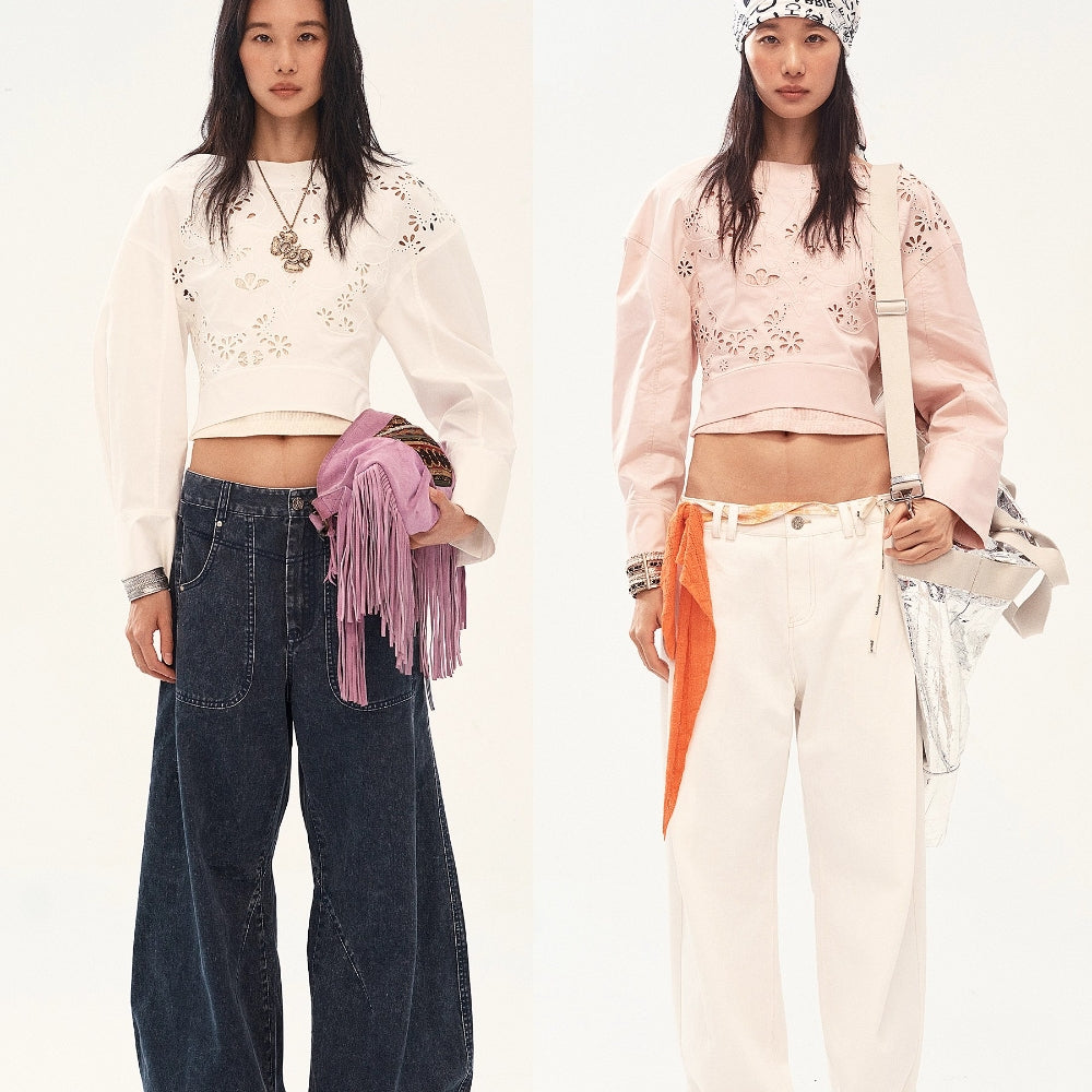 MEDIUM WELL Openwork Embroidered Top