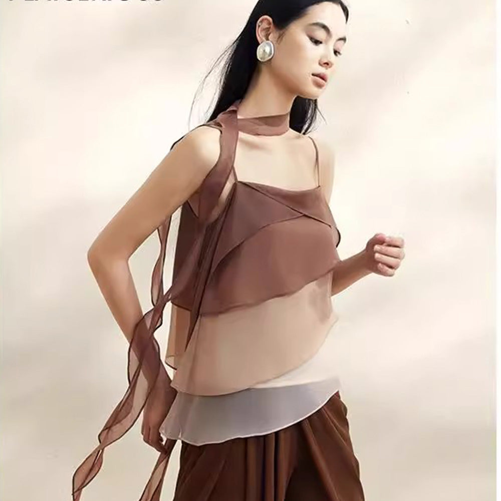 SSPARKLING Gradient Sheer Cake Vest (With Ribbon)