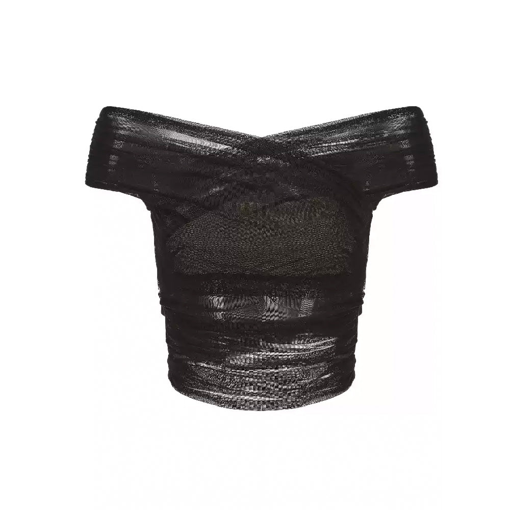 SIJIASUDIO Black Mesh Top