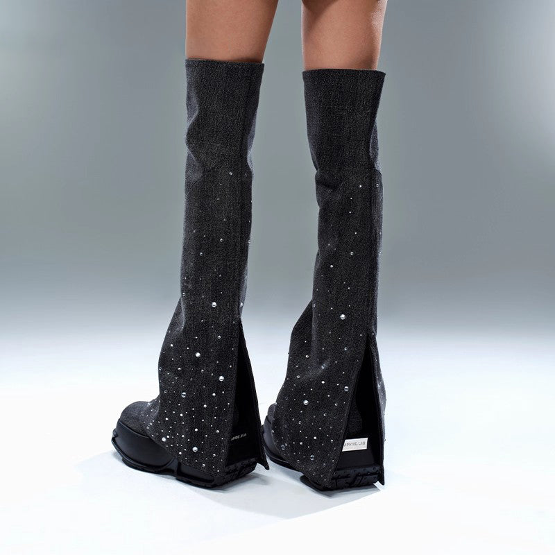 DAPHNE LAB [Sugar Cube] Rhinestone Over-the-Knee Boots