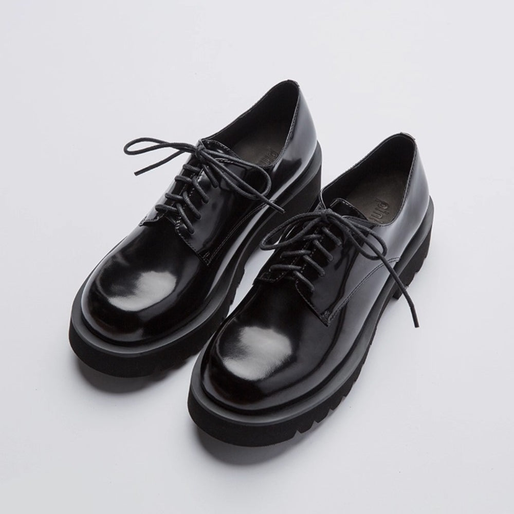 PINKPUNKPLANK black open-edge beads big head thick-soled derby shoes