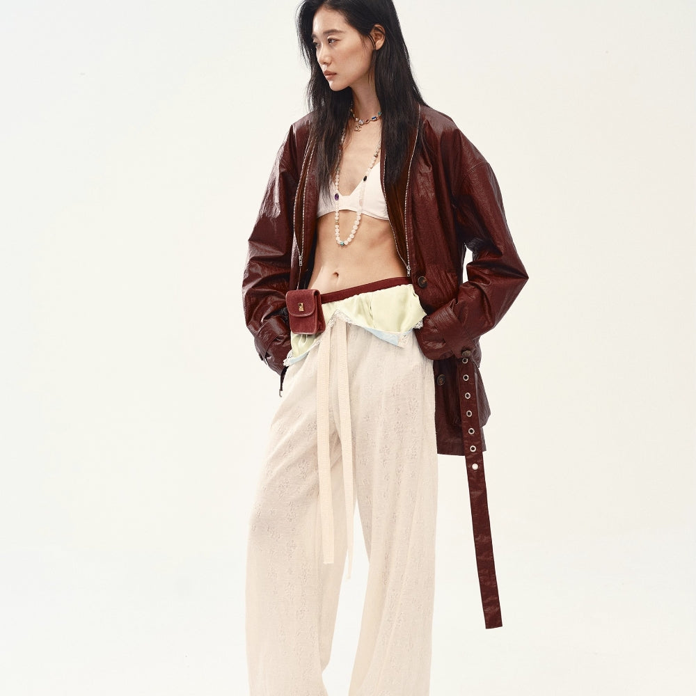 MEDIUM WELL Lace-Trimmed Wool Pants Set
