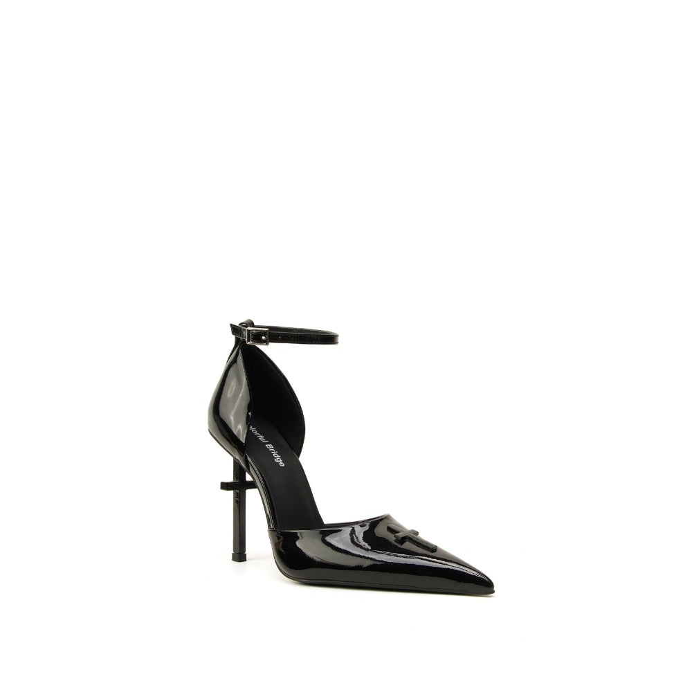 Colorful Bridge丨Crucifix Cross Series Hollow Strap Sandals Painted Black High Heels