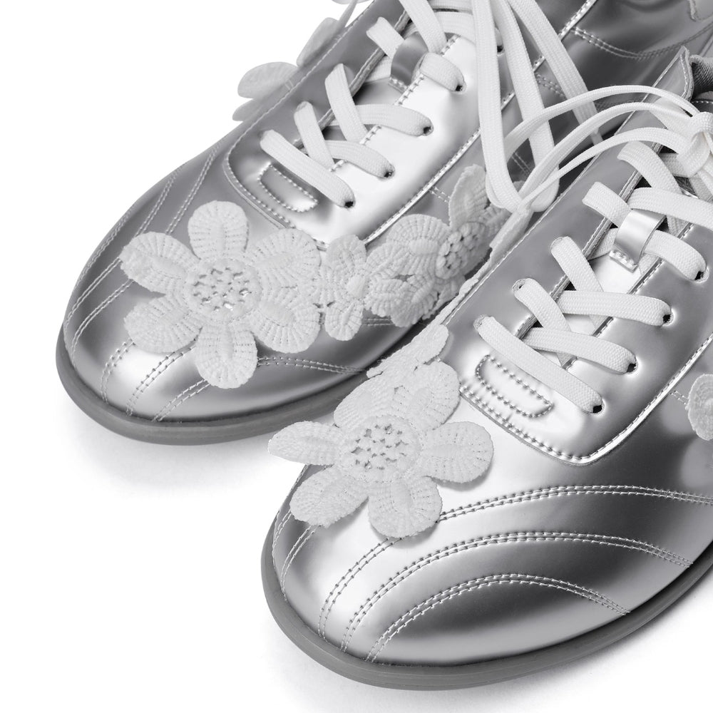 PINKPUNKPLANK silver lace flower ball sports casual shoes