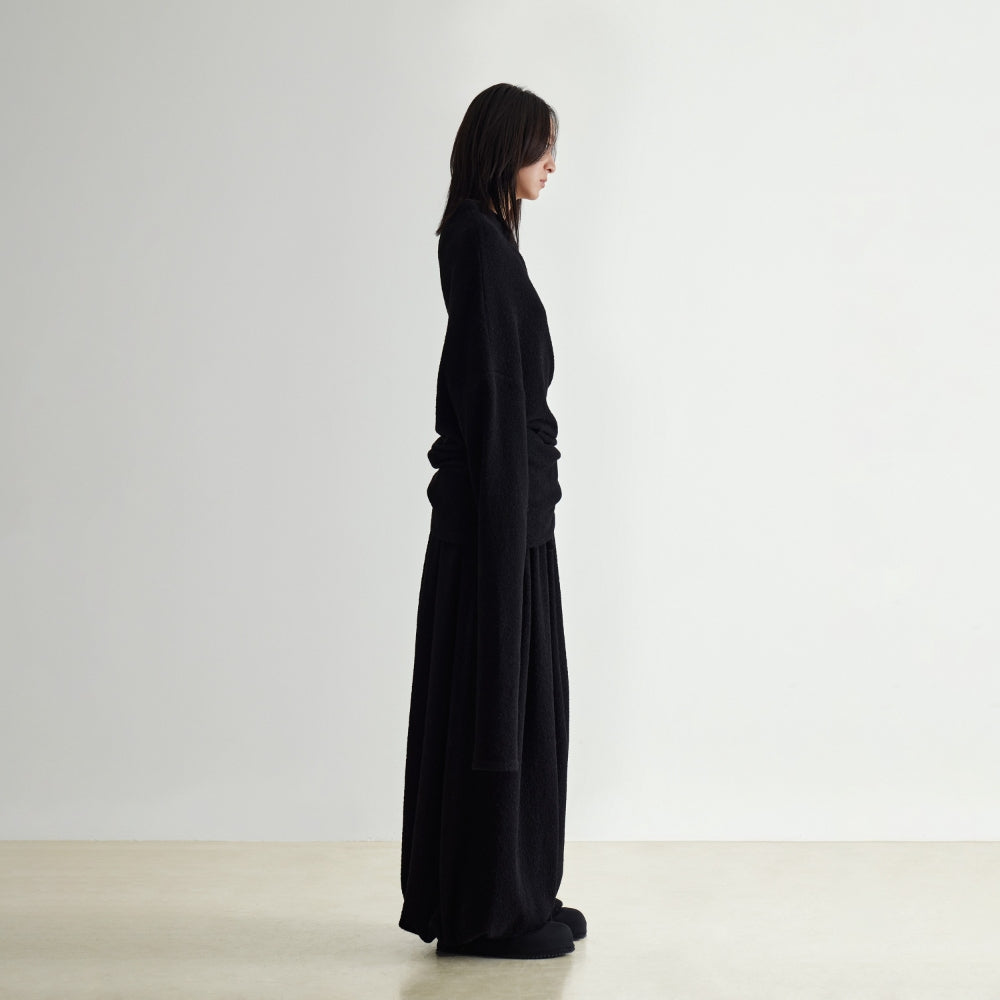 YUEXLIANG Simple air pleated grain wool pants