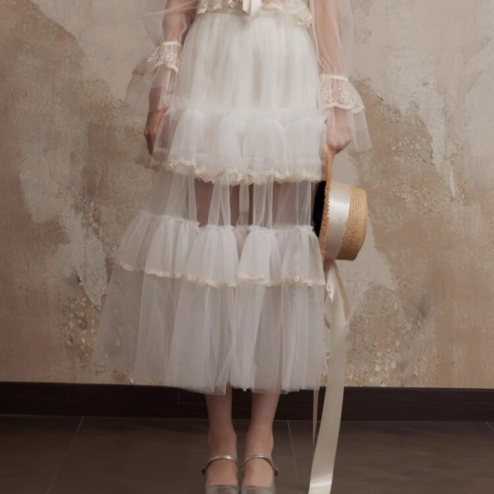 FA SOGNO White Tiered Gown
