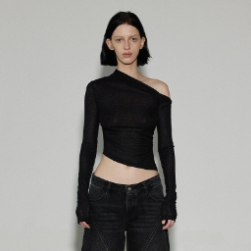 SANFRONTIERES Asymmetrical Knit Top
