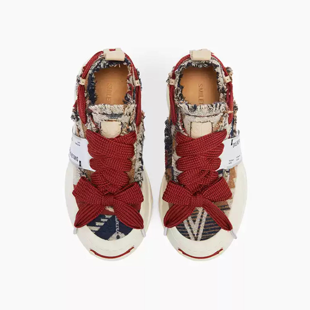 SMILEREPULIC traditional low top open smile canvas shoes red