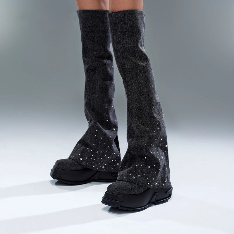 DAPHNE LAB [Sugar Cube] Rhinestone Over-the-Knee Boots