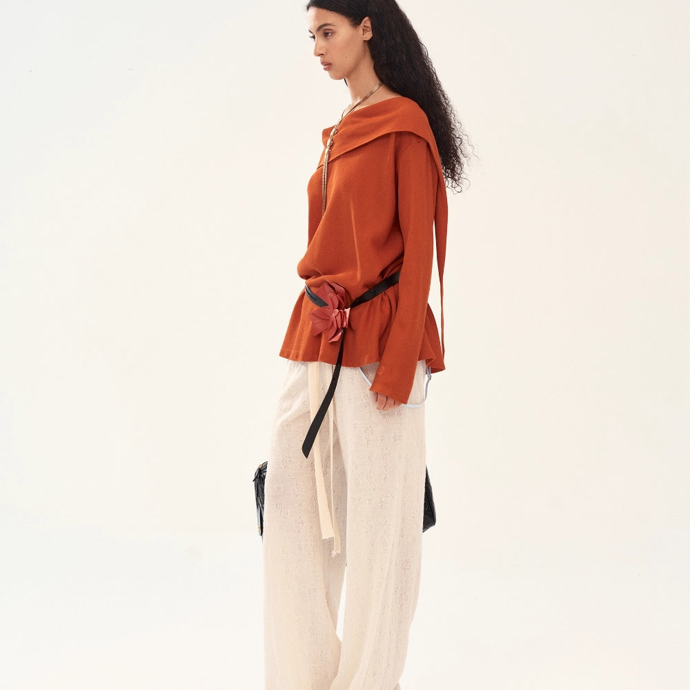 MEDIUM WELL Lace-Trimmed Wool Pants Set