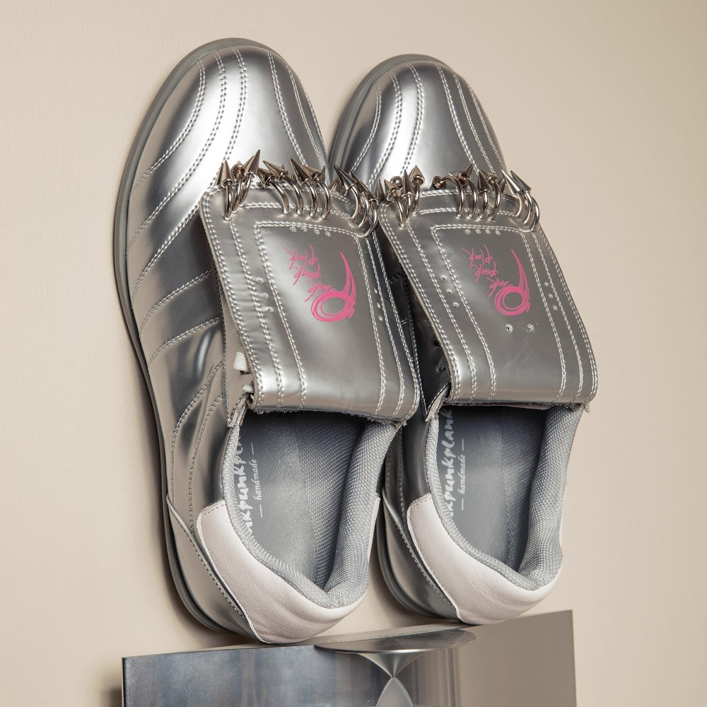 PINKPUNKPLANK metallic silver punk sports sneakers