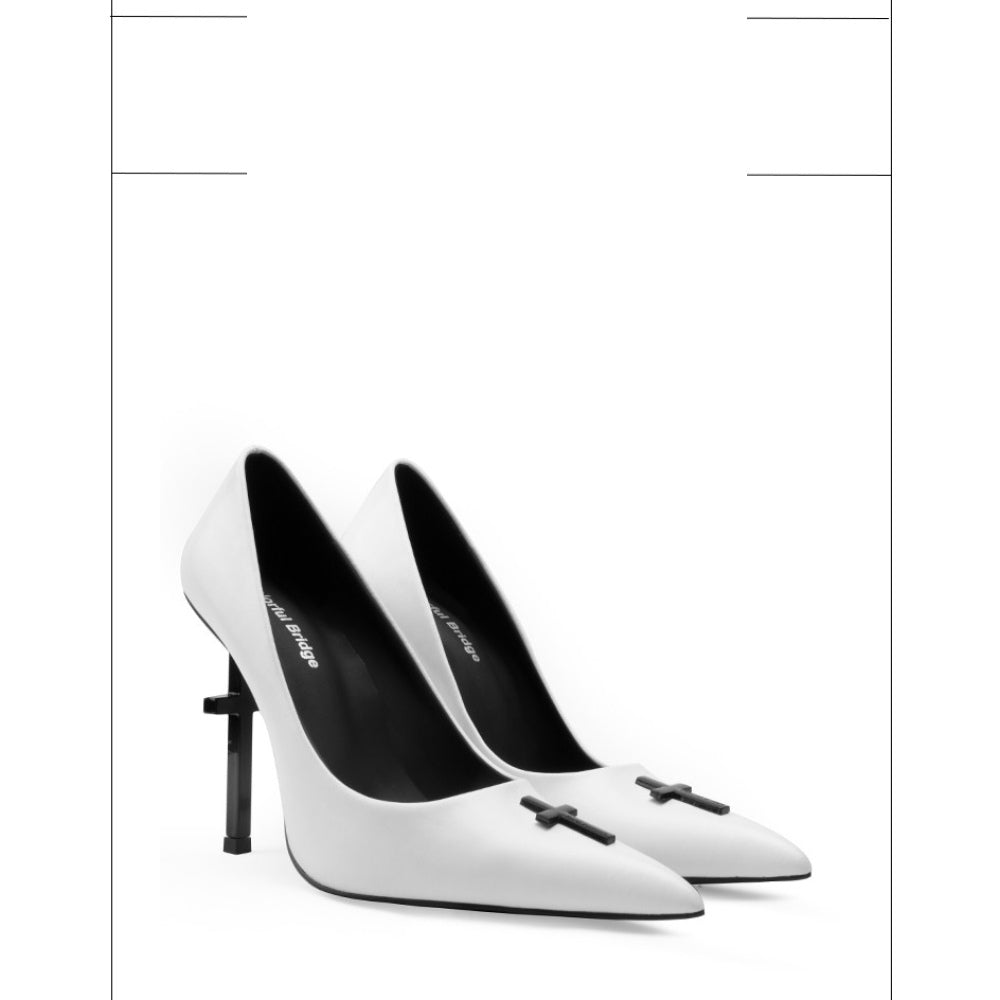 Colorful Bridge丨Crucifix Cross Series White Nun Women's High Heels