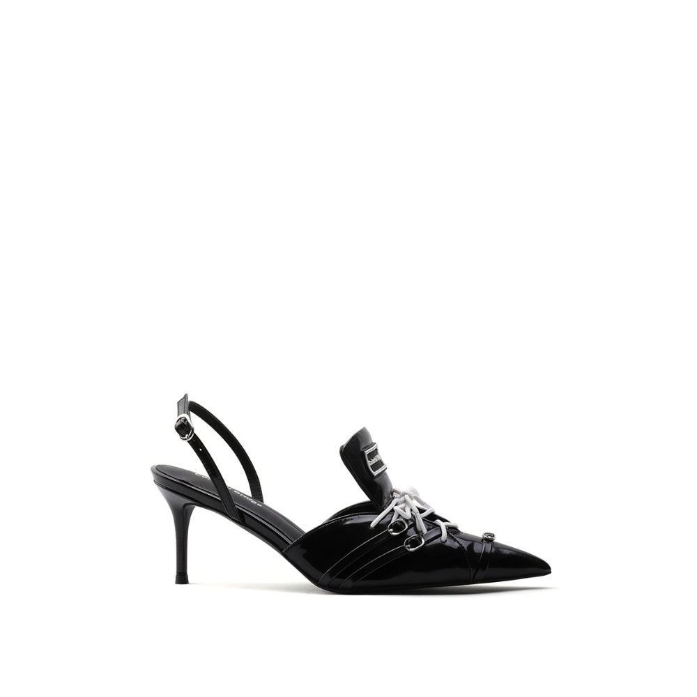Colorful Bridge丨F1 Racing Series Designer Sports High Heels Pointed Black Sandals