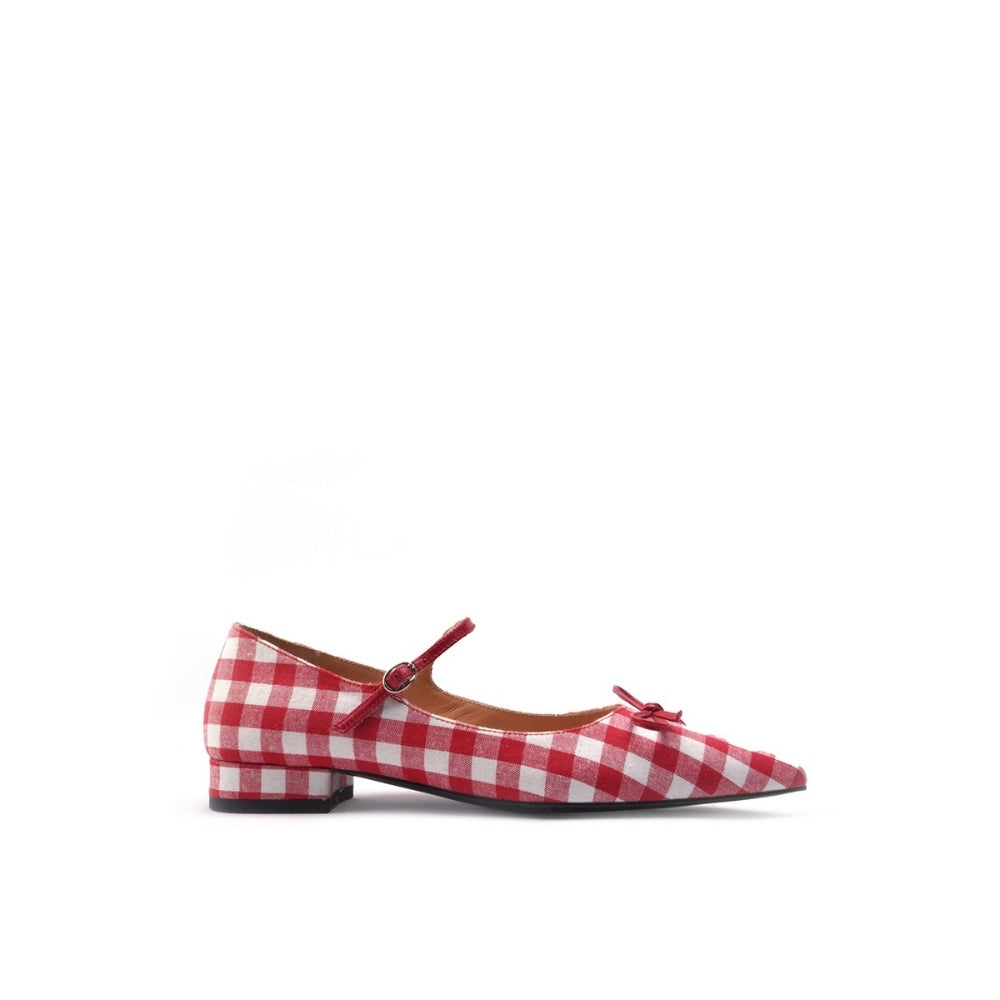 Colored Bridge丨Holiday Plaid Mary Jane Shoes Women's Bow Flats