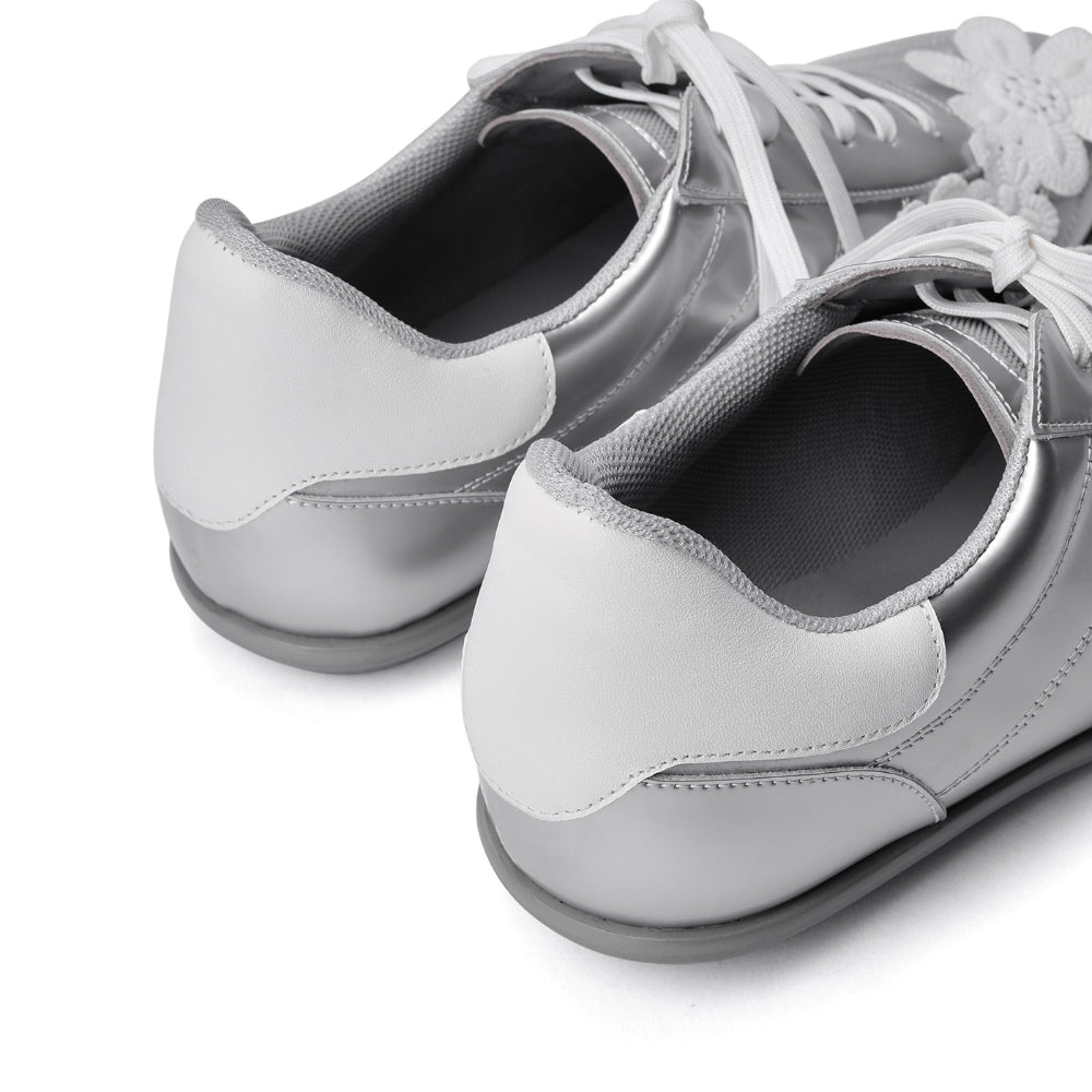 PINKPUNKPLANK silver lace flower ball sports casual shoes
