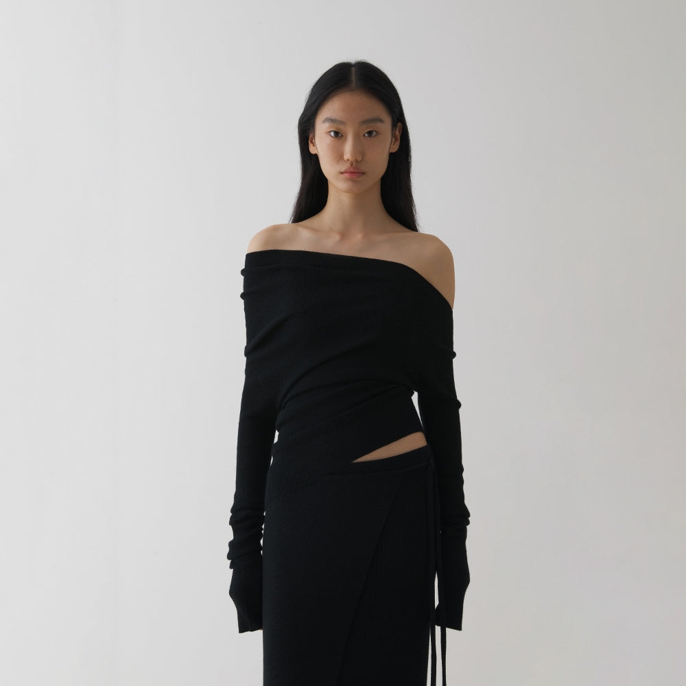 YUEXLIANG Simple curved multi-wear wool knit top