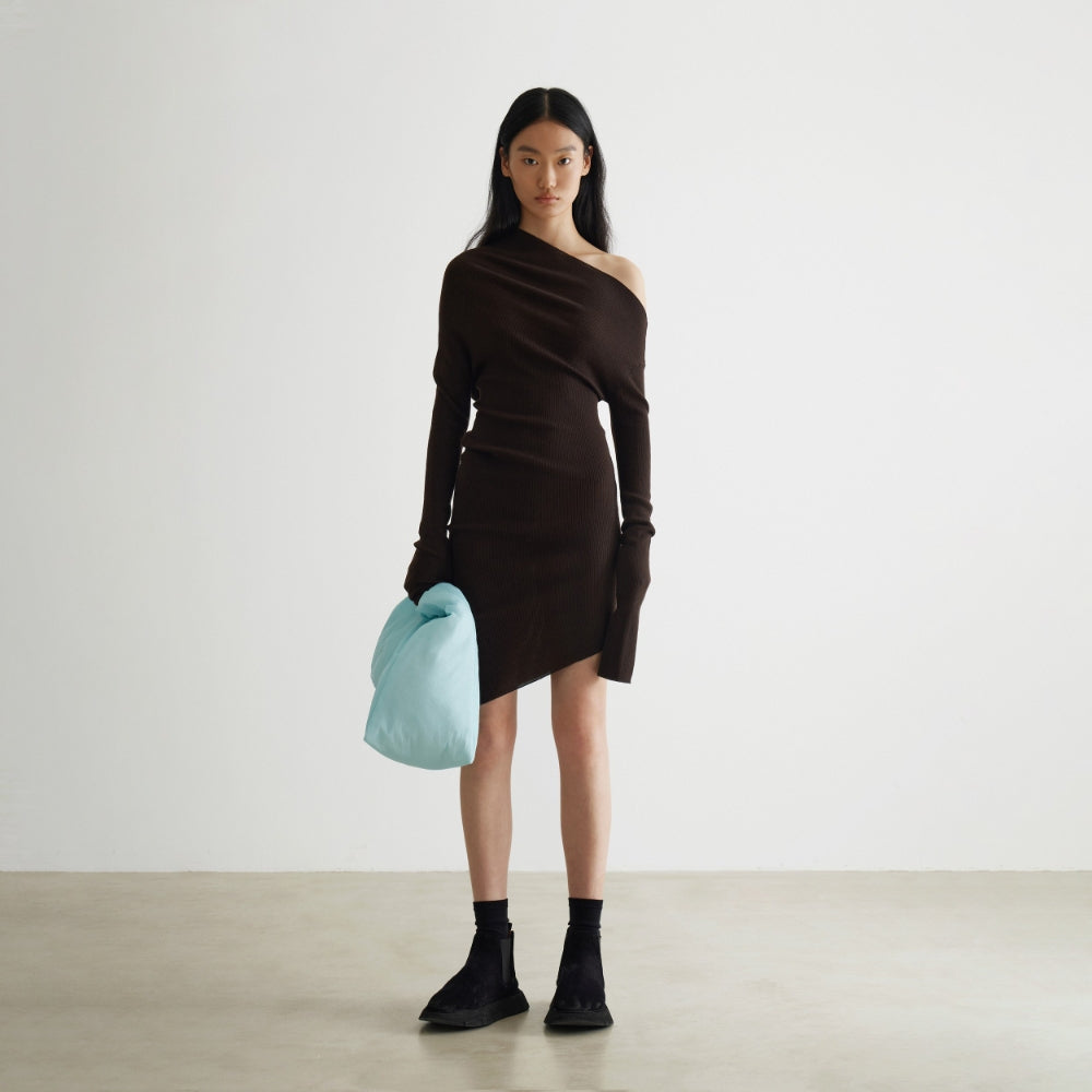Simple curved multi-wear wool knit dress