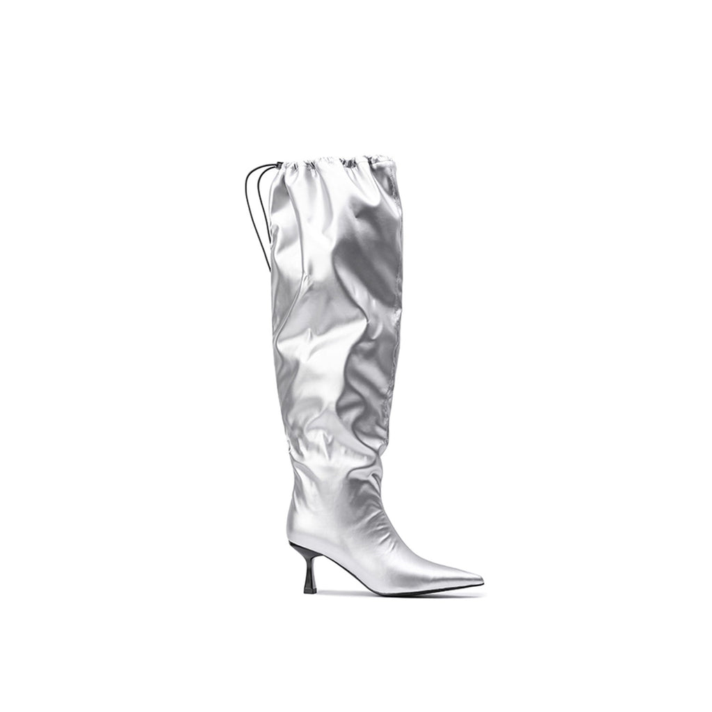 Colorful Bridge high boots wrinkled pointed futuristic women's boots
