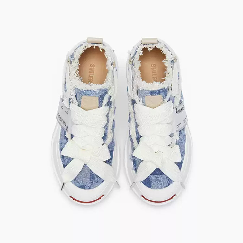 SMILEREPULIC denim open smile platform shoes blue