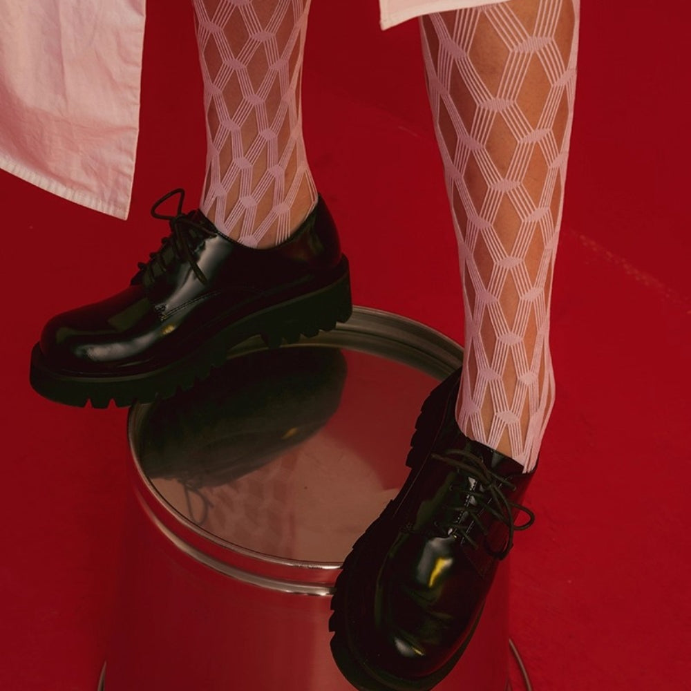 PINKPUNKPLANK black open-edge beads big head thick-soled derby shoes