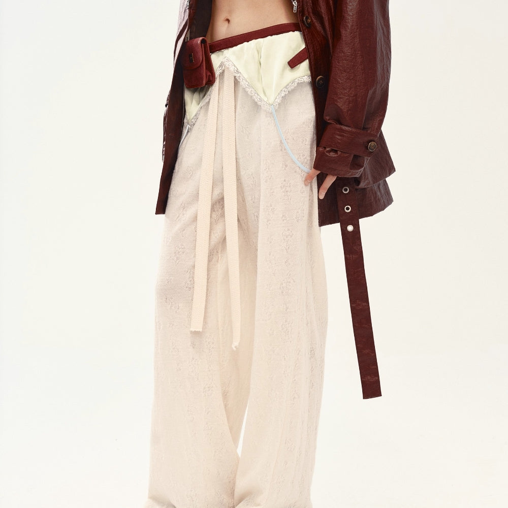 MEDIUM WELL Lace-Trimmed Wool Pants Set