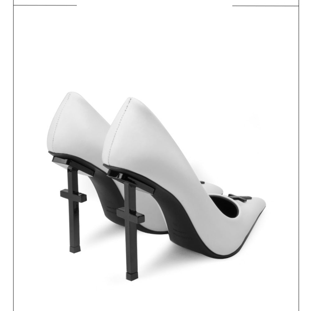 Colorful Bridge丨Crucifix Cross Series White Nun Women's High Heels