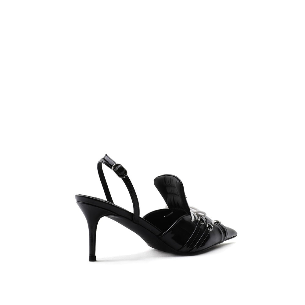 Colorful Bridge丨F1 Racing Series Designer Sports High Heels Pointed Black Sandals