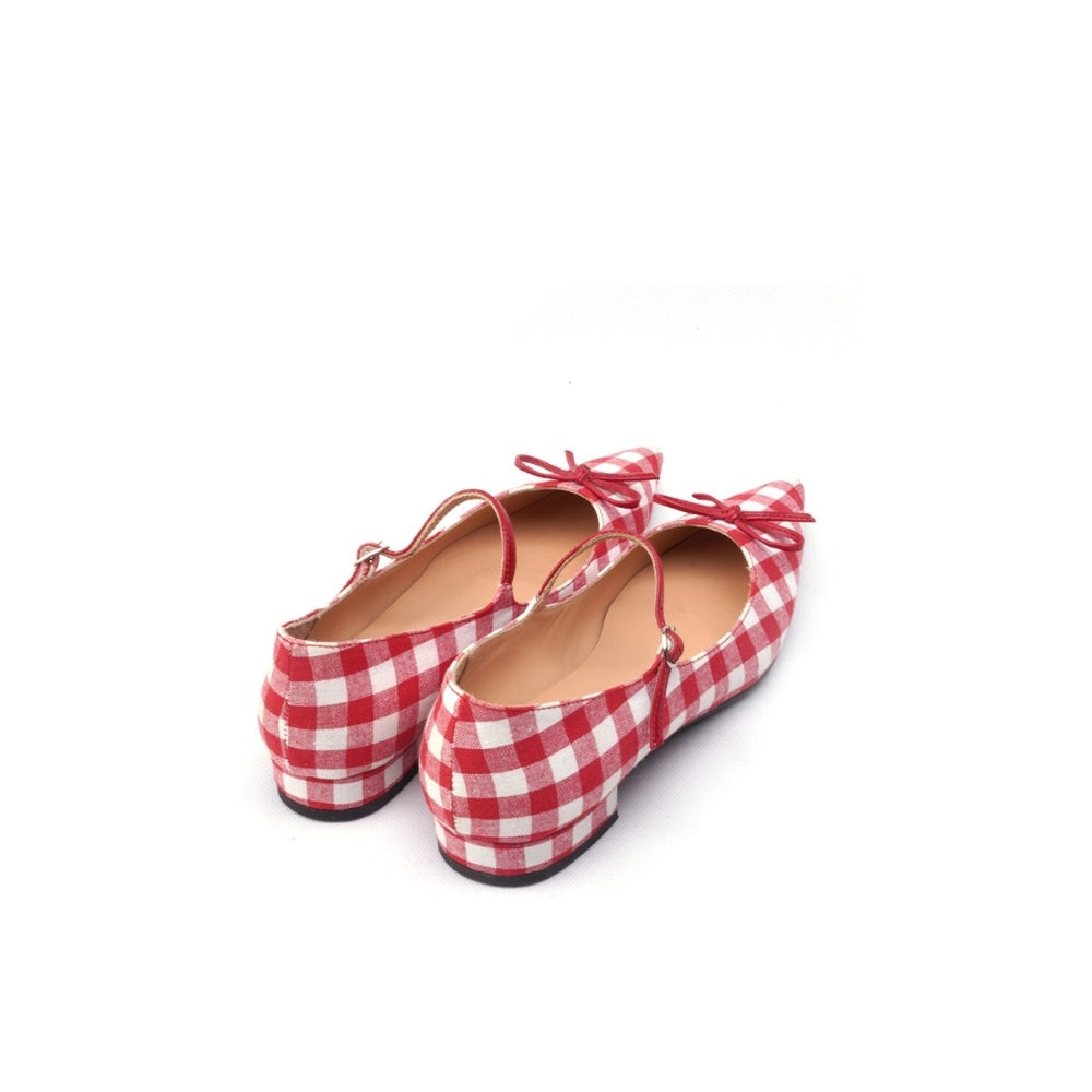 Colored Bridge丨Holiday Plaid Mary Jane Shoes Women's Bow Flats