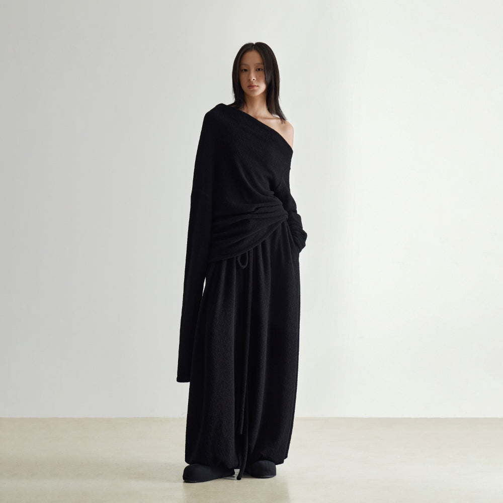 YUEXLIANG Simple air pleated grain wool pants