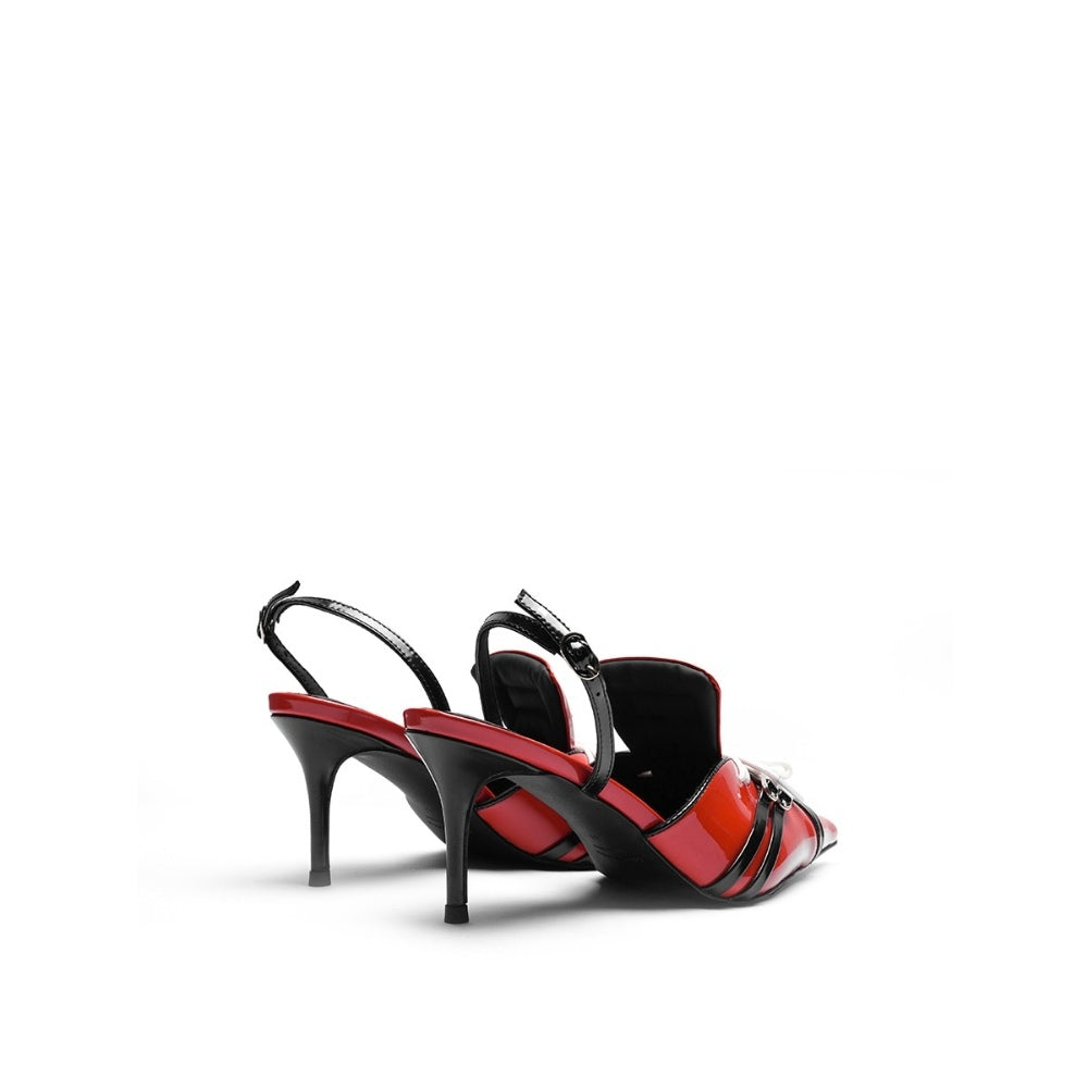 Colorful Bridge丨F1 Racing Series Designer Sports High Heels Pointed Toe Patent Leather Sandals