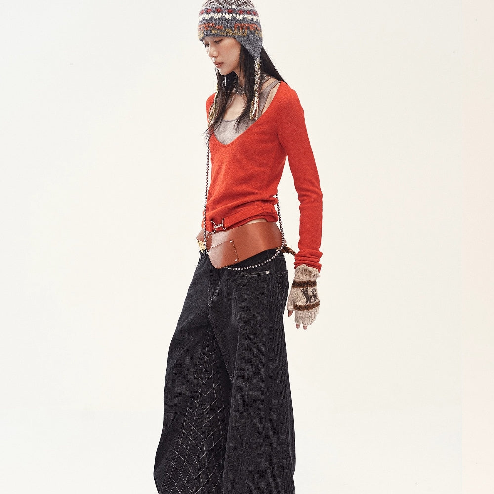 MEDIUM WELL Mock Layered Knit Top