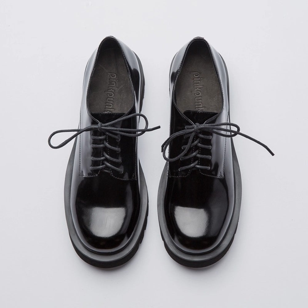 PINKPUNKPLANK black open-edge beads big head thick-soled derby shoes
