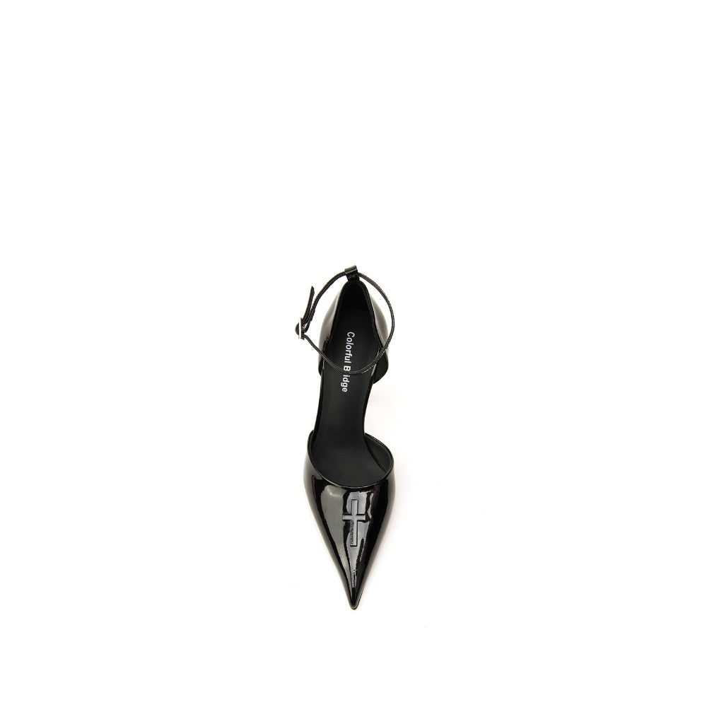 Colorful Bridge丨Crucifix Cross Series Hollow Strap Sandals Painted Black High Heels
