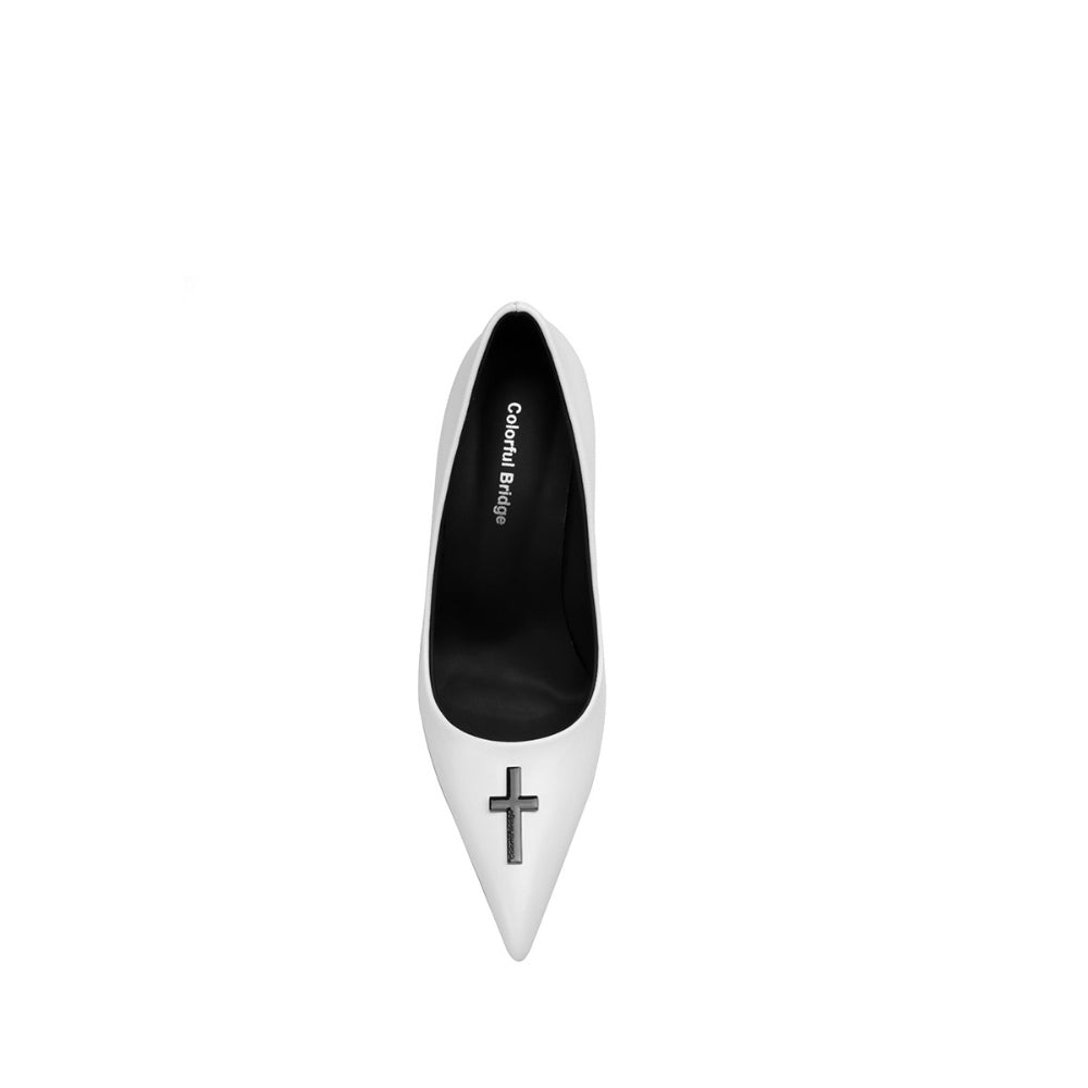 Colorful Bridge丨Crucifix Cross Series White Nun Women's High Heels