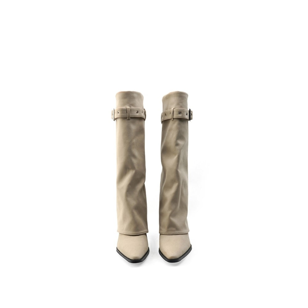 Colorful Bridge丨Pants boots designer buckled boots thick heel women's high boots