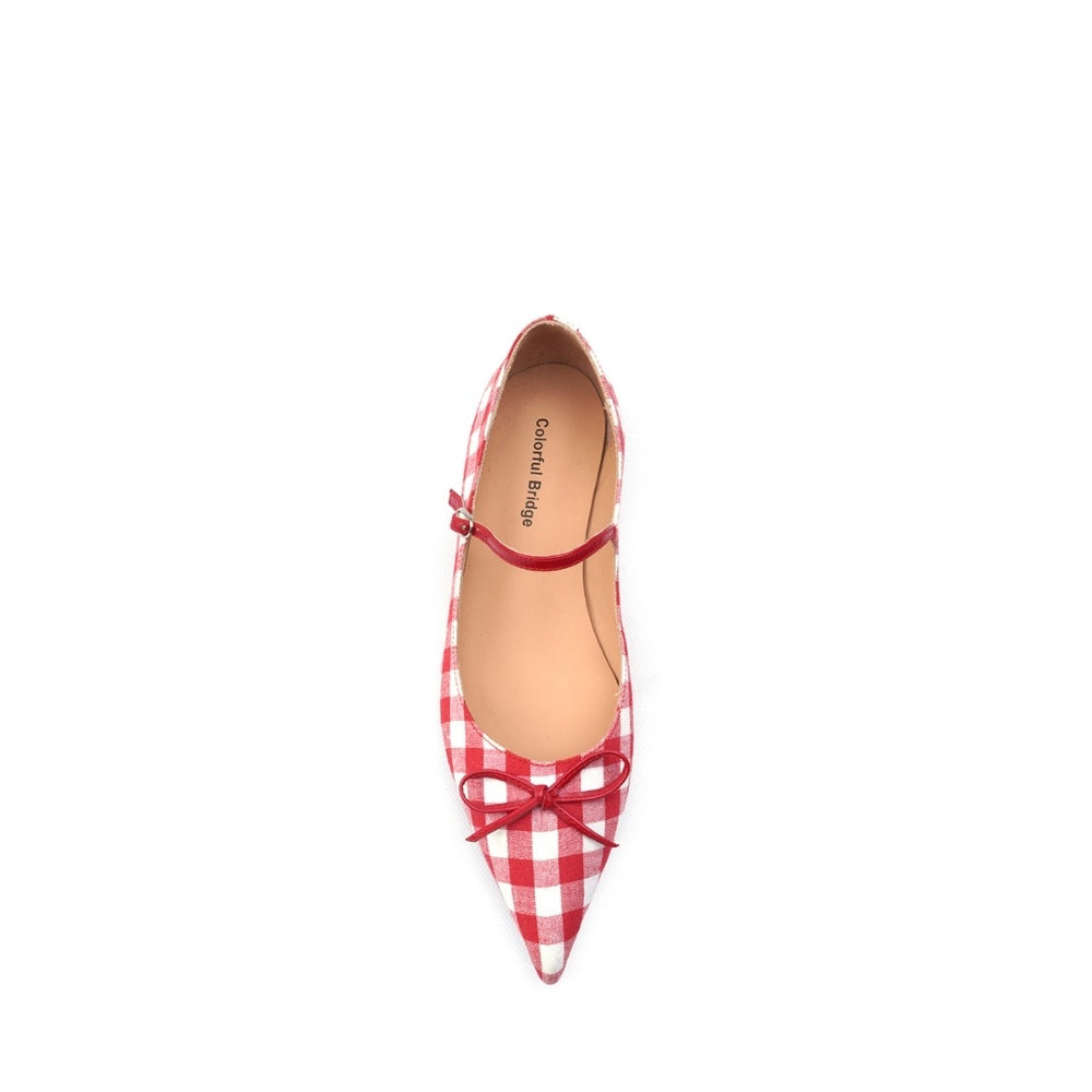 Colored Bridge丨Holiday Plaid Mary Jane Shoes Women's Bow Flats