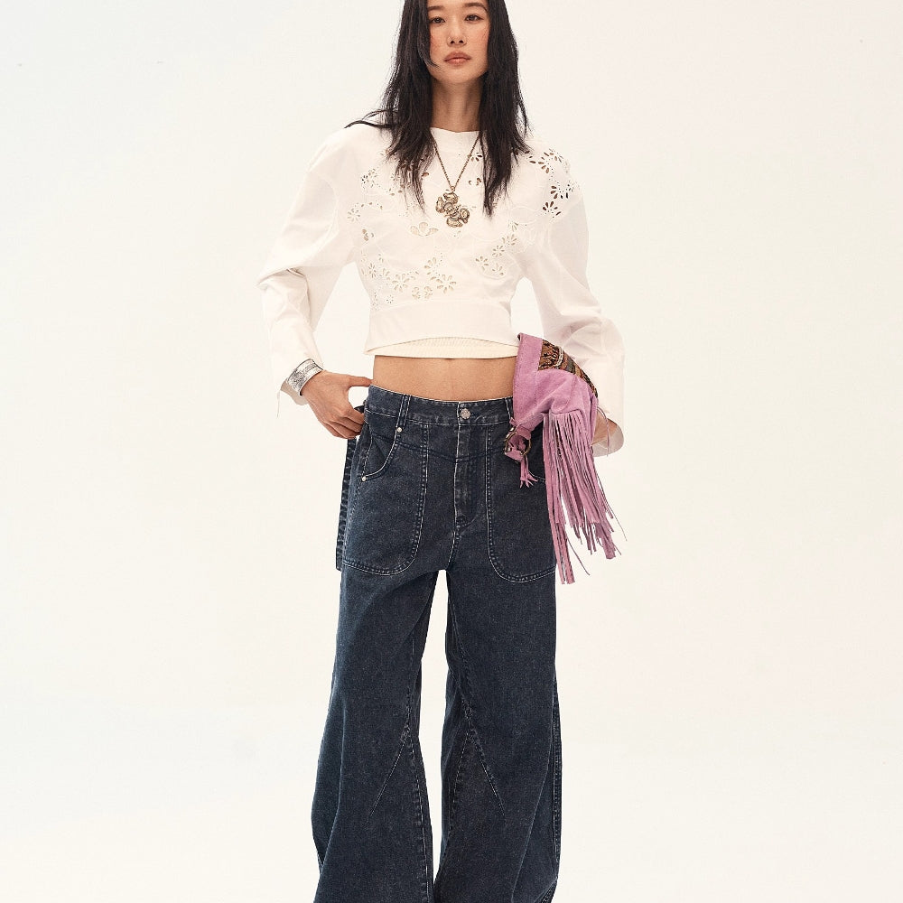 MEDIUM WELL Openwork Embroidered Top