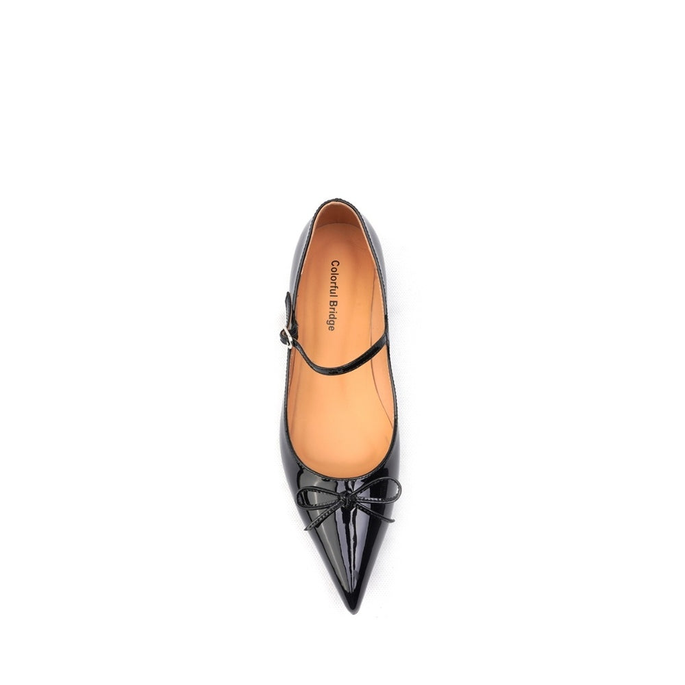 Colorful Bridge丨Black Butterfly Pointed Sweet Mary Jane Shoes Women's Flat Ballet Shoes