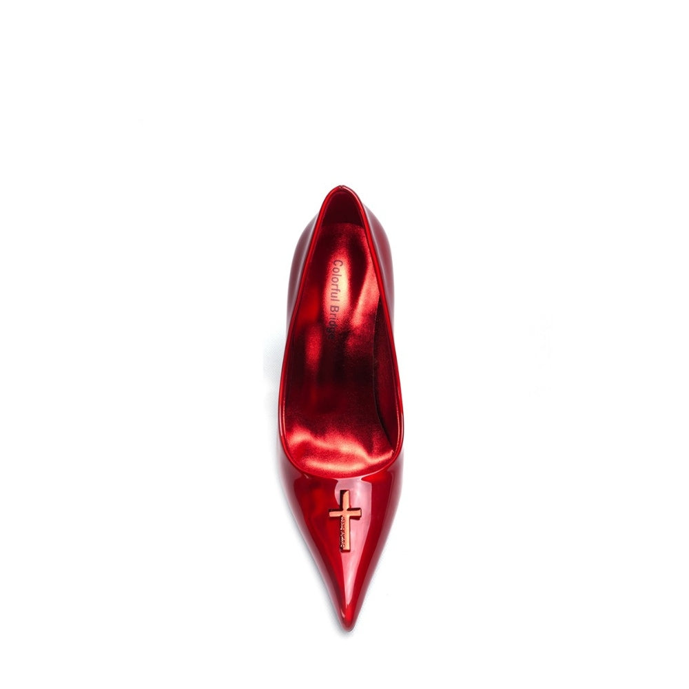 Colorful Bridge丨Crucifix Cross Series Vampire Pointed Red High Heels