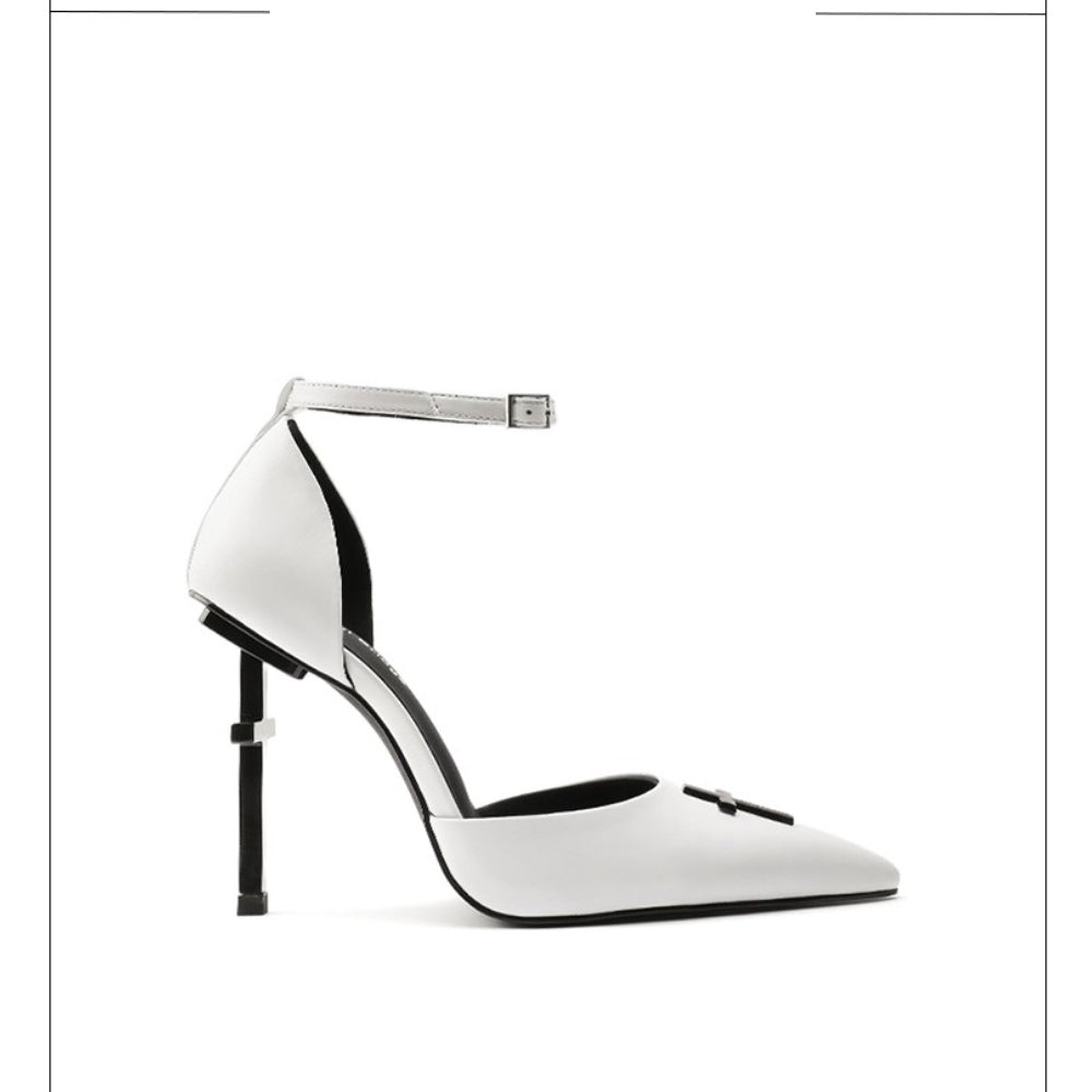 Colorful Bridge丨Crucifix Cross Series White Nun Sandals Women's High Heels