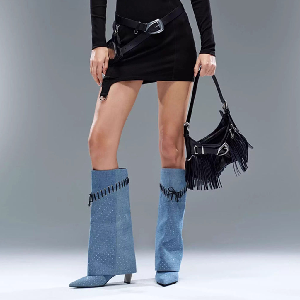 DAPHNE LAB [Sugar Cube Series] Pointed High Boots